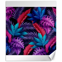 Background With Violet Blue Tropical Leaves Canvas 8  X 10  by Amaryn4rt