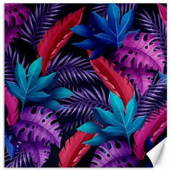 Background With Violet Blue Tropical Leaves Canvas 12  X 12  by Amaryn4rt