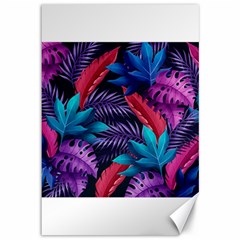 Background With Violet Blue Tropical Leaves Canvas 12  X 18  by Amaryn4rt