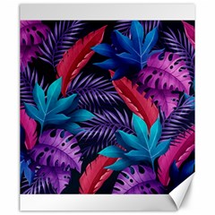 Background With Violet Blue Tropical Leaves Canvas 20  X 24  by Amaryn4rt