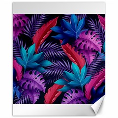 Background With Violet Blue Tropical Leaves Canvas 11  X 14  by Amaryn4rt