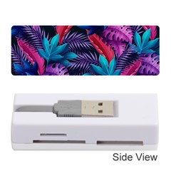 Background With Violet Blue Tropical Leaves Memory Card Reader (stick)