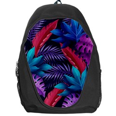 Background With Violet Blue Tropical Leaves Backpack Bag by Amaryn4rt