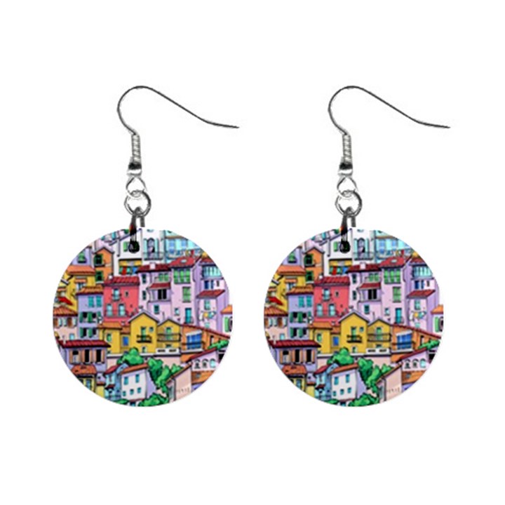 Menton Old Town France Mini Button Earrings