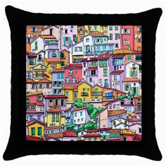 Menton Old Town France Throw Pillow Case (black) by Amaryn4rt