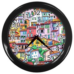 Menton Old Town France Wall Clock (black) by Amaryn4rt