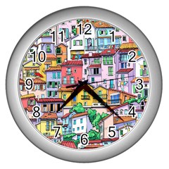 Menton Old Town France Wall Clock (silver) by Amaryn4rt