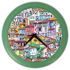 Menton Old Town France Color Wall Clock by Amaryn4rt