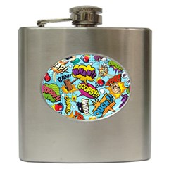 Comic Elements Colorful Seamless Pattern Hip Flask (6 oz)