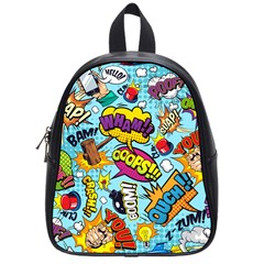 Comic Elements Colorful Seamless Pattern School Bag (Small)