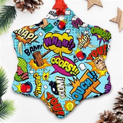 Comic Elements Colorful Seamless Pattern Snowflake Ornament (Two Sides)