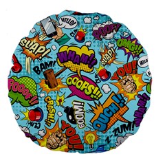 Comic Elements Colorful Seamless Pattern Large 18  Premium Flano Round Cushions