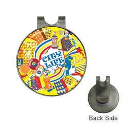 Colorful City Life Horizontal Seamless Pattern Urban City Hat Clips With Golf Markers by Amaryn4rt