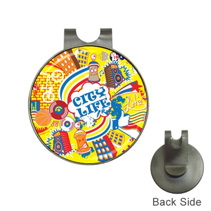 Colorful City Life Horizontal Seamless pattern Urban City Hat Clips with Golf Markers