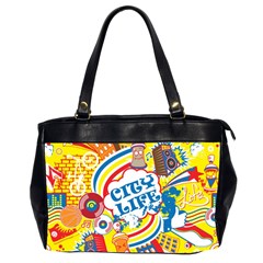 Colorful City Life Horizontal Seamless Pattern Urban City Oversize Office Handbag (2 Sides) by Amaryn4rt