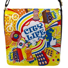 Colorful City Life Horizontal Seamless Pattern Urban City Flap Closure Messenger Bag (s) by Amaryn4rt