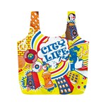 Colorful City Life Horizontal Seamless pattern Urban City Full Print Recycle Bag (M) Front