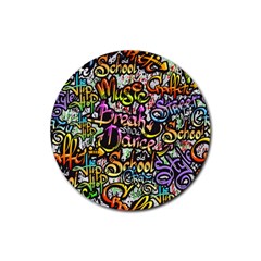 Graffiti Word Seamless Pattern Rubber Coaster (round)  by Amaryn4rt