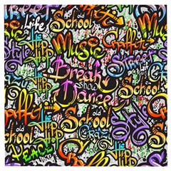 Graffiti Word Seamless Pattern Wooden Puzzle Square by Amaryn4rt