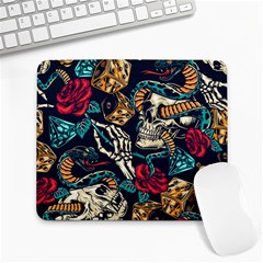 Vintage Art Tattoos Colorful Seamless Pattern Large Mousepads by Amaryn4rt