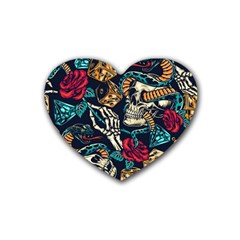 Vintage Art Tattoos Colorful Seamless Pattern Heart Coaster (4 Pack)  by Amaryn4rt