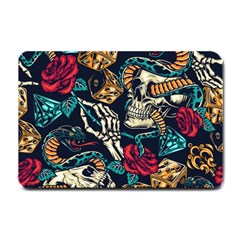 Vintage Art Tattoos Colorful Seamless Pattern Small Doormat  by Amaryn4rt