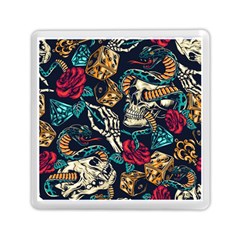 Vintage Art Tattoos Colorful Seamless Pattern Memory Card Reader (square) by Amaryn4rt