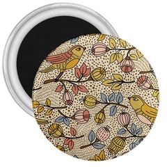 Seamless Pattern With Flower Bird 3  Magnets by Amaryn4rt