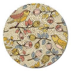 Seamless Pattern With Flower Bird Magnet 5  (round) by Amaryn4rt