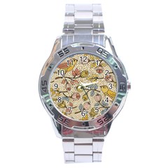 Seamless Pattern With Flower Bird Stainless Steel Analogue Watch by Amaryn4rt