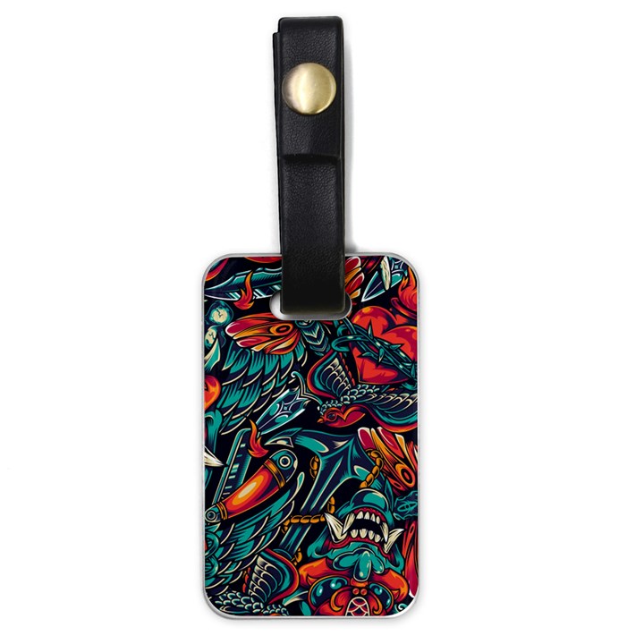 Vintage Tattoos Colorful Seamless Pattern Luggage Tag (one side)