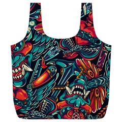 Vintage Tattoos Colorful Seamless Pattern Full Print Recycle Bag (xl) by Amaryn4rt