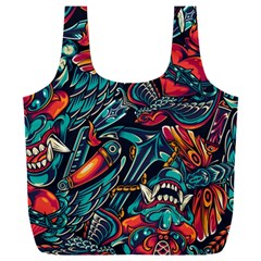 Vintage Tattoos Colorful Seamless Pattern Full Print Recycle Bag (xxl) by Amaryn4rt