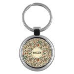 Seamless Pattern With Flower Birds Key Chain (Round) Front