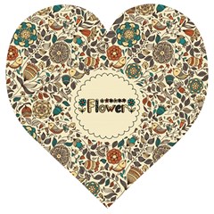 Seamless Pattern With Flower Birds Wooden Puzzle Heart