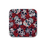 Vintage Day Dead Seamless Pattern Rubber Square Coaster (4 pack)  Front