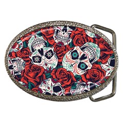 Vintage Day Dead Seamless Pattern Belt Buckles