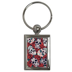 Vintage Day Dead Seamless Pattern Key Chain (rectangle)