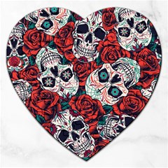 Vintage Day Dead Seamless Pattern Jigsaw Puzzle (heart) by Amaryn4rt