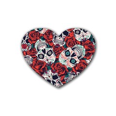 Vintage Day Dead Seamless Pattern Heart Coaster (4 Pack)  by Amaryn4rt