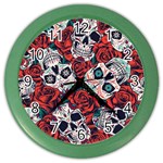 Vintage Day Dead Seamless Pattern Color Wall Clock Front