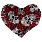 Vintage Day Dead Seamless Pattern Large 19  Premium Heart Shape Cushions Front