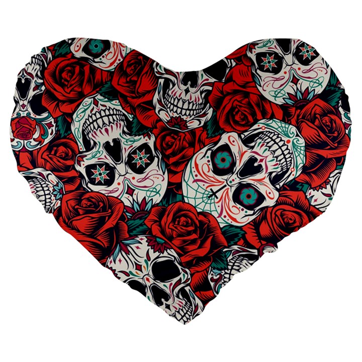 Vintage Day Dead Seamless Pattern Large 19  Premium Heart Shape Cushions