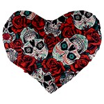 Vintage Day Dead Seamless Pattern Large 19  Premium Heart Shape Cushions Back