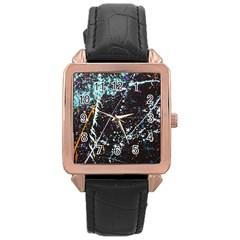 Abstract Colorful Texture Rose Gold Leather Watch 