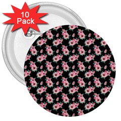 Floral Print 3  Buttons (10 Pack)  by Saptagram