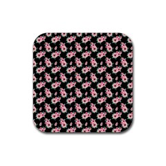 Floral Print Rubber Coaster (square) 