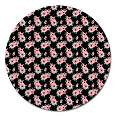 Floral Print Magnet 5  (round) by Saptagram