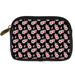 Floral Print Digital Camera Leather Case by Saptagram