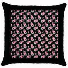 Floral Print Throw Pillow Case (black)